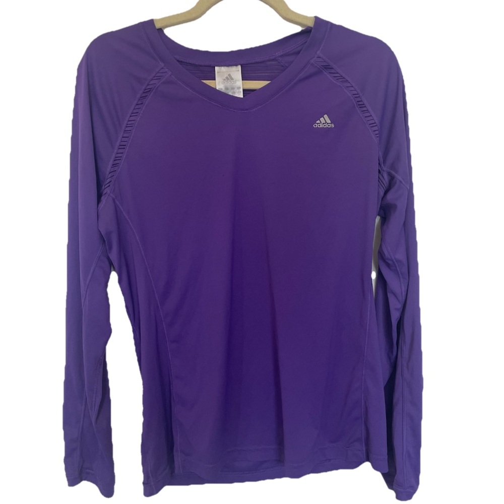 Adidas Women Large Purple ClimaCool Performance Long Sleeve Top Size Workout Gym